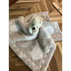 Barefoot Dreams Cozy Chic BEAR Lovey Security Blanket Plush Soft Polka Dots EUC